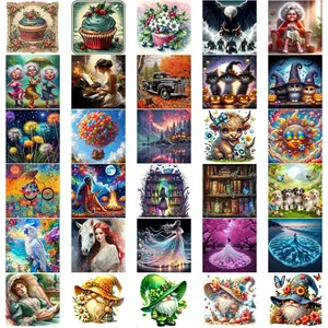 4-10pcs Diamond Painting Kits Cartoon Character Patterns, Full Drill Art Set for Wall Decor Beginners Adults Gifts Halloween Christmas
