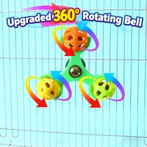 Parrot Rotating Bell Toy, Parrot Windmill, Bell Ball Toy, Stress Relief Calming Toy, Educational Spinner Toy, Bird Cage Decoration, Anti-Depression Toy