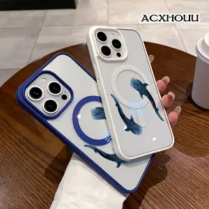Magnetic Stylish Case for iPhone 17 16 E Pro Max 15 Plus 14 13 12 11 XS XR,  Whale Shark Coastal Vibe Aesthetic | Shockproof, Silicone, Lightweight, Girly, and Scratch Resistant Protection