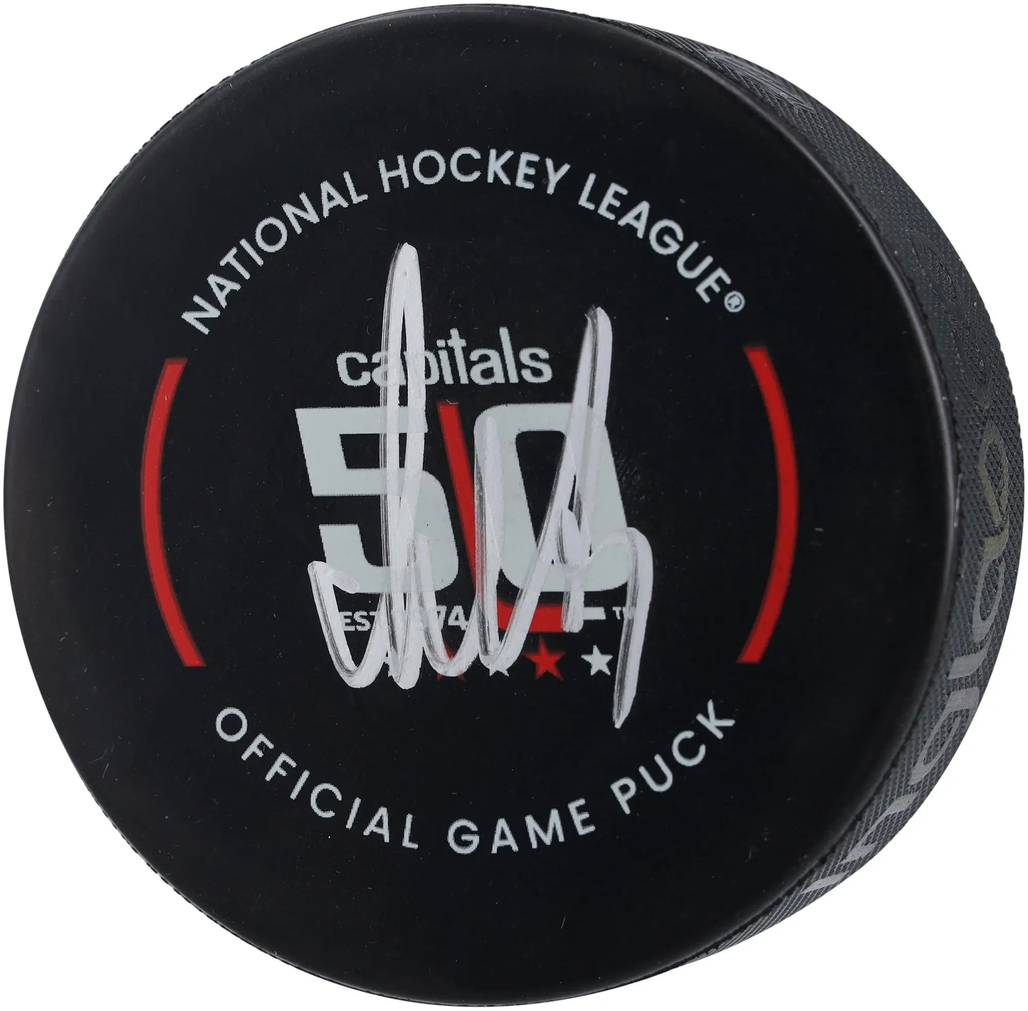 Alex Ovechkin Washington Capitals Autographed 50th Anniversary Official Game Puck - Fanatics Authentic Certified
