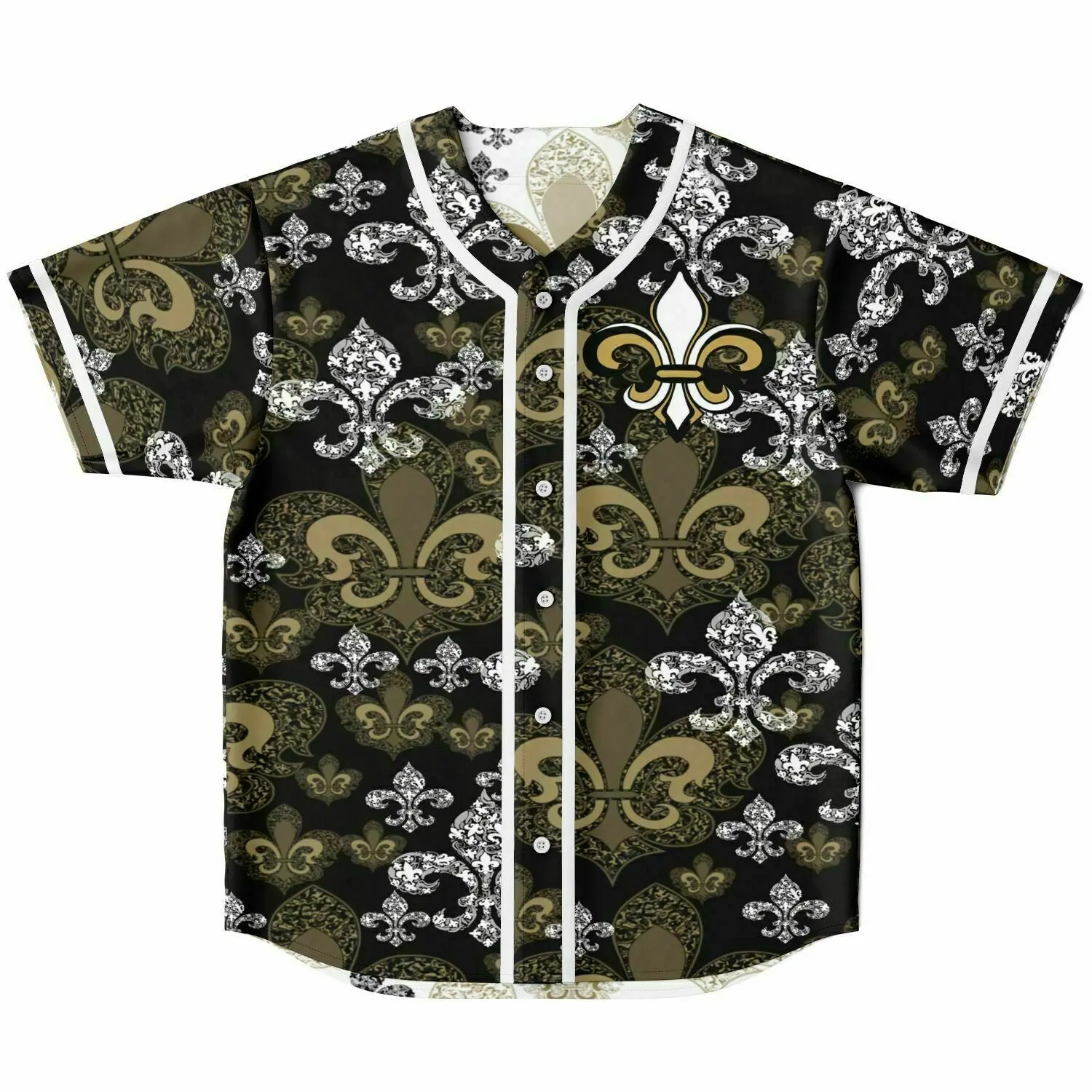 Fleur De Lis Reversible Baseball Jersey - AOP