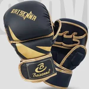 Unisex Half-Finger Boxing Gloves, Sandbag Training Taekwondo Gloves, Breathable Palm Thumbs Protection Thick Punching Mitts