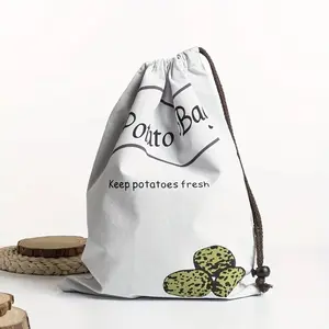 1pc Kitchen Home Shopping Bag Storage Tie Pocket Drawstring Bag Vegetable Storage Bag Fruits Vegetables Organizer