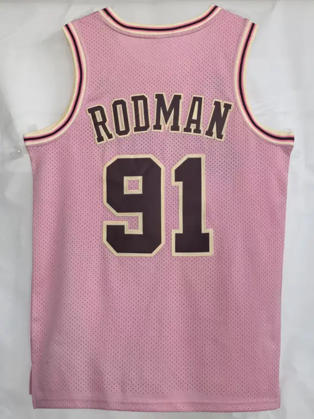 Rodman #91 Pink Basketball Jersey Unisex Embroidery Mesh Sleeveless Tank Top Breathable Vintage Sports Vest Hip Hop Streetwear For Men Women