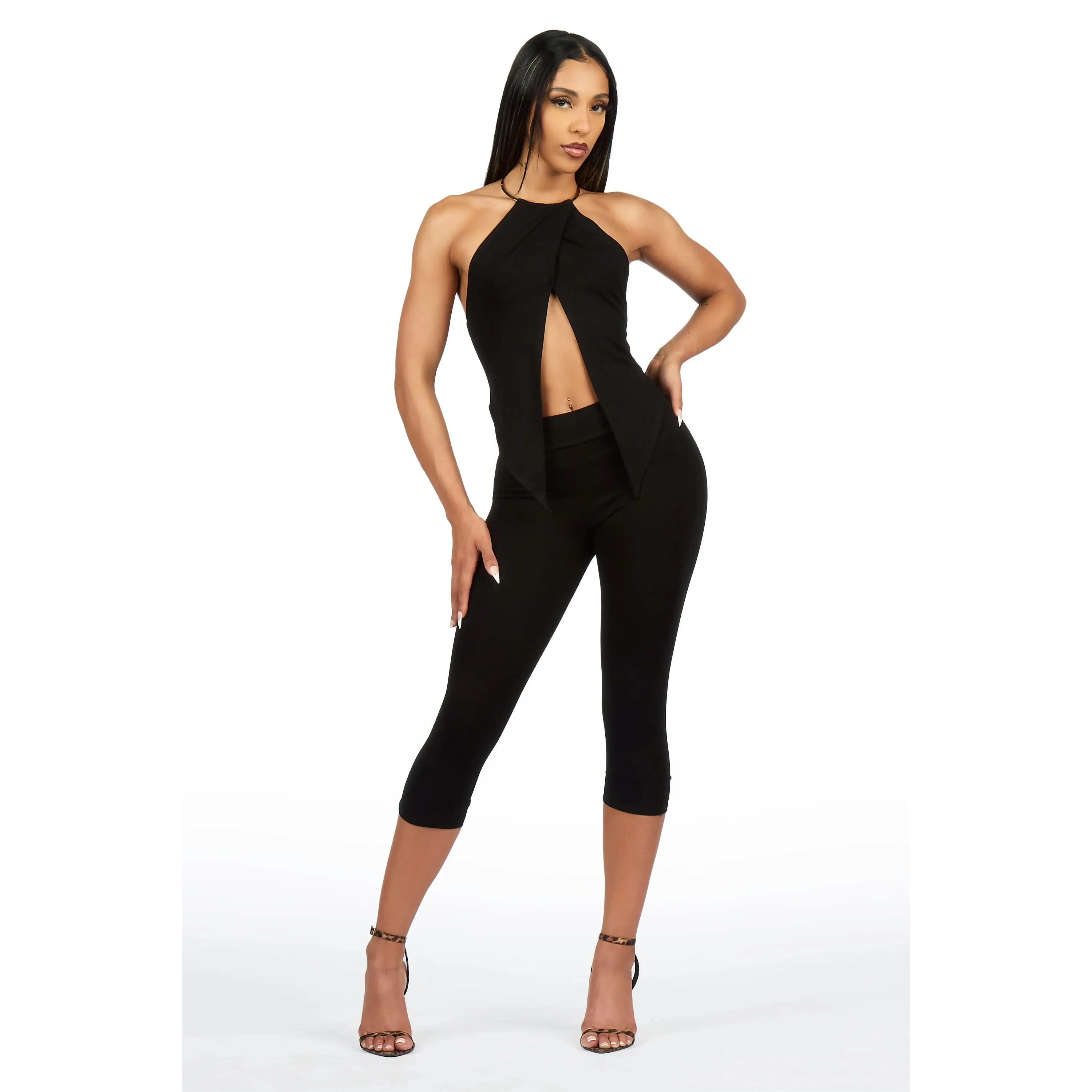 Fly-aay Black 2 pc Capri Set