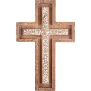 Wooden Cross, Hanging Crucifix Wall Cross Catholic, Decorative Crosses for the Wall, Christian Baptism Confirmation Gift