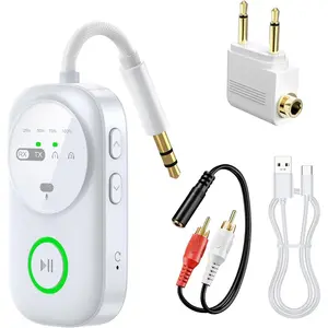 5.4 Transmitter Receiver for 2 AirPods/Headphones, 2-in-1  Adapter with Microphone, Audio Adapter with 3.5mm Audio Jack, Suitable for Airplane, , TV, PC,  Stereo