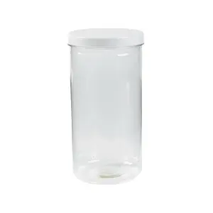 4" x 8" Tall Clear Plastic Cylinder Jars with Lids - 12 Pcs.