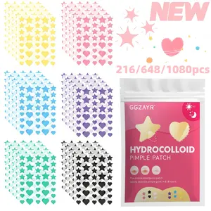 216/648/1080pcs Star Heart Shape Water Gel Acne Patches, Pimple Patches, Invisible Lightweight Concealer Stickers, Face Blemish Cover Patch, Unisex Skincare