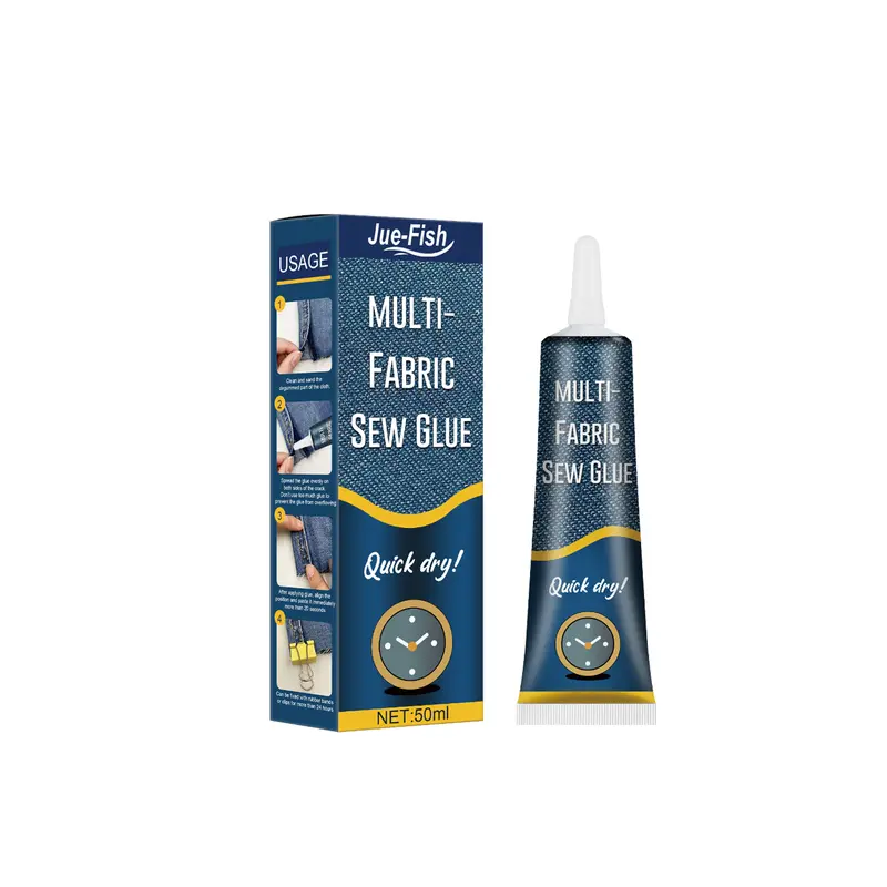 No-Sew Fabric Glue - Clear Flexible Adhesive for Clothing, Denim & Shoe Insoles, Washable & Perfect for Patch Repairs