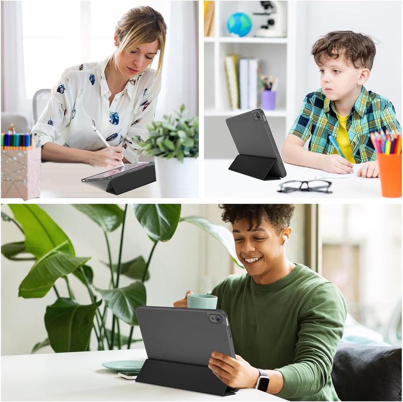 Case for iPad (A16) 11th Generation 11 Inch 2025/ iPad 10th Generation 10.9 Inch 2022 Case with Pencil Holder, Hybrid Cover with Soft TPU Back, Supports Touch ID, Auto Wake/Sleep -Black