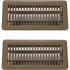 4" x 10" Floor Vents 2 Pack - Heavy Duty Walkable Floor Register -  Finish - Easy Adjust air  Lever (Brown)