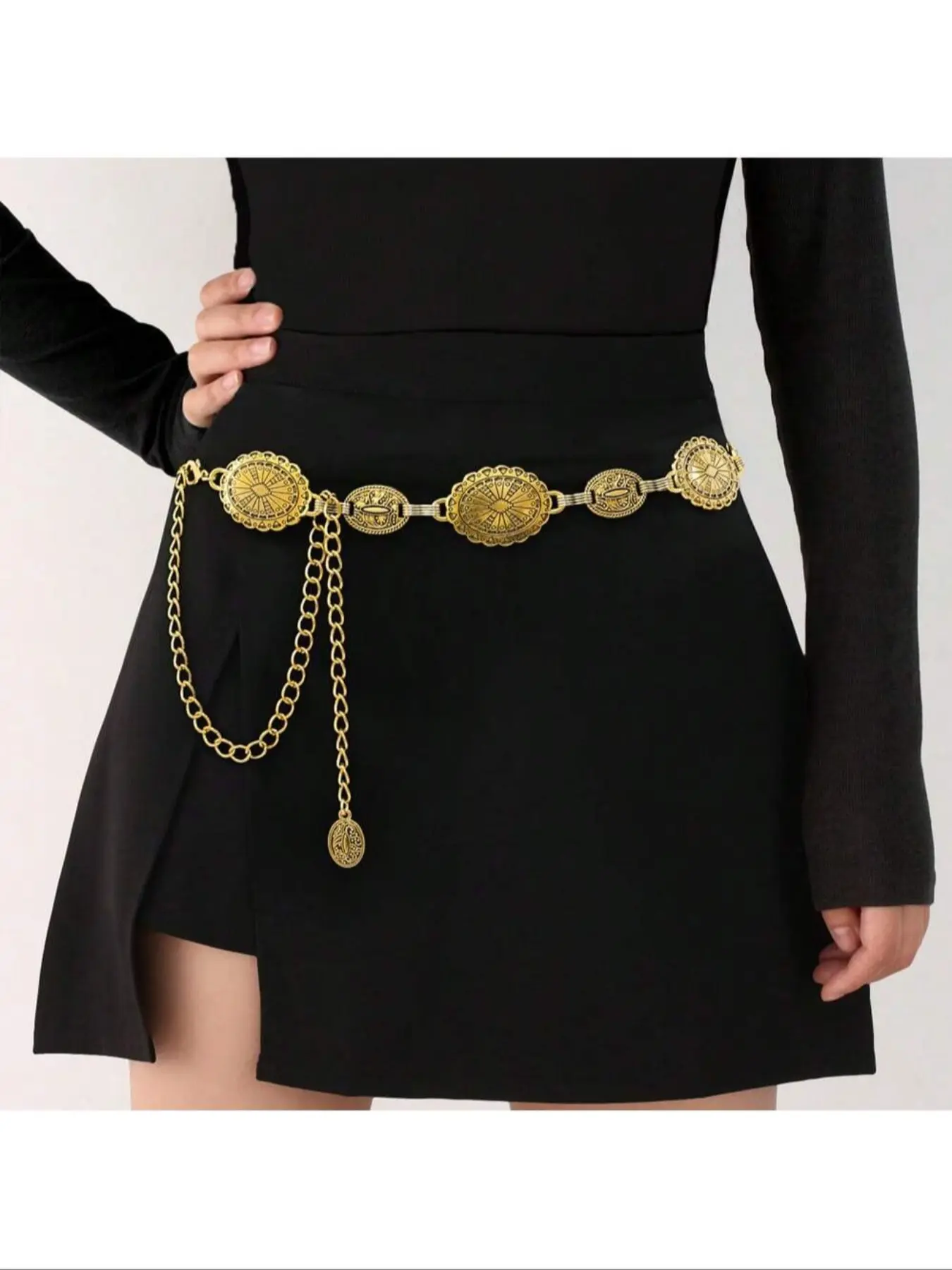 Western Chain Belt: Adjustable Gold Boho Belt for Jeans, Dresses & Festivals WOMEN main image 4