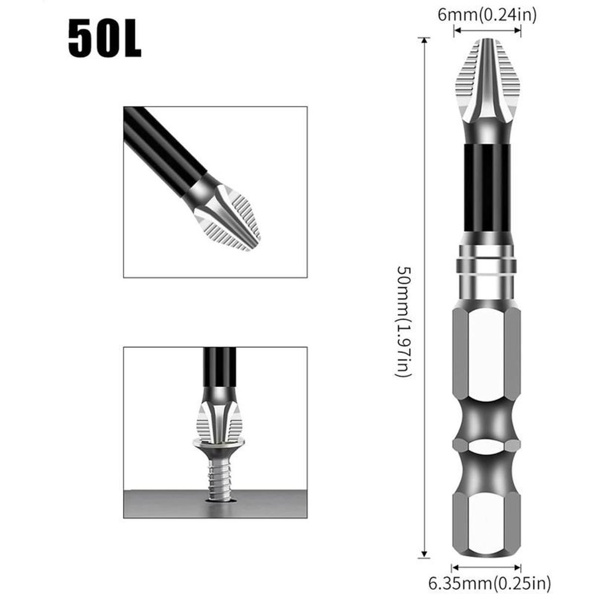VAYWET 12PCS / 6PCS K5 Anti Slip Bit, Set Bit Obeng K5 Impact Resistant Non Slip Bit, Batang Hex 1/4 Inci High Magnetic Screwdriver Drill Bit Set, Anti-Slip Ph2 Impact Driver Set, Non Slip Screwdriver Bits High Magnetic Lifesparking Drills Bits