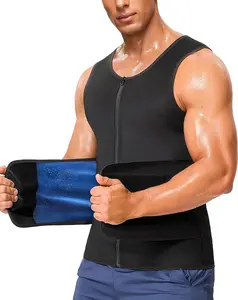 Menswear Sauna Suit 2 in 1 Waist Trainer Sauna Shirt Sweat Band for Stomach Breathable Lightweight Invisible Compression Shapewear Slim Fit Tank Top Vest