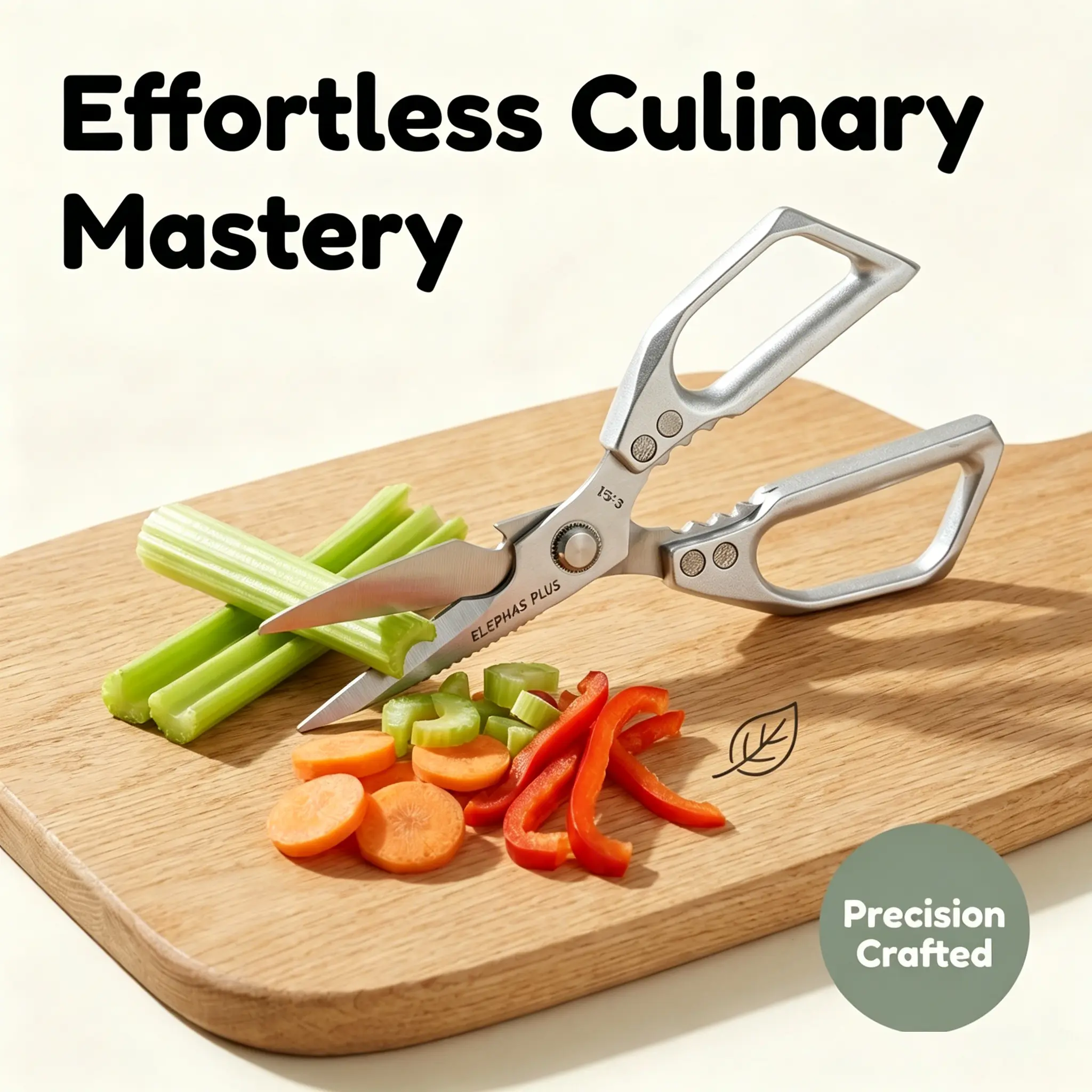 ELEPHAS PLUS American-style stainless steel household scissors — multifunctional kitchen scissors for cutting bones and vegetables; a kitchen essential