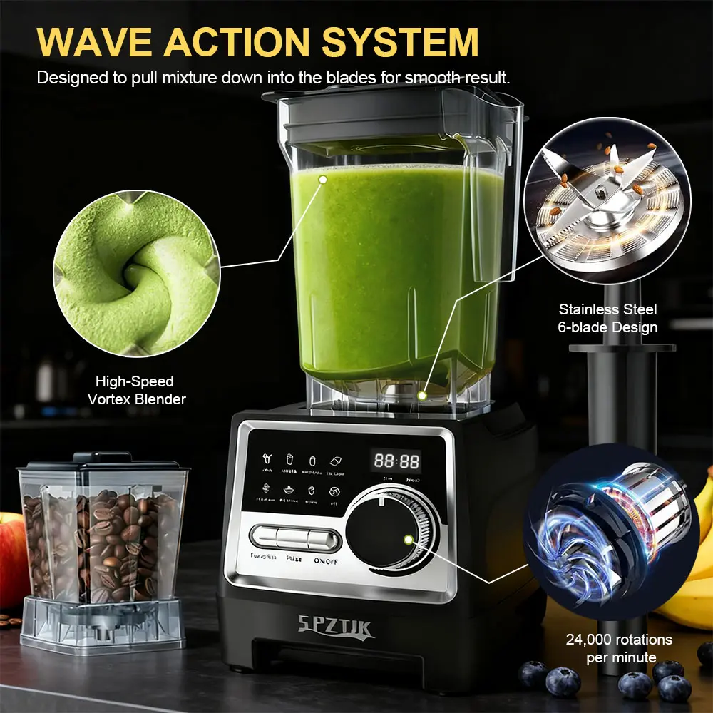 SPZTJK Professional Blender,Kitchen for Blender 68oz BPA Free 2