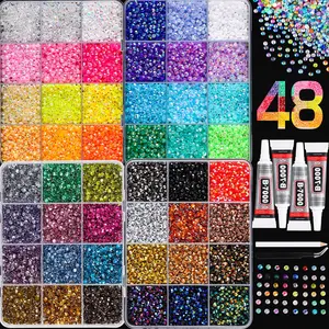 1 Set Multi-colors Semi-circular Resin Nail Diamond Charms 3D 48 Colors 3mm Mini Flat Bottomed Nail Rhinestones DIY Nail Art Crafts