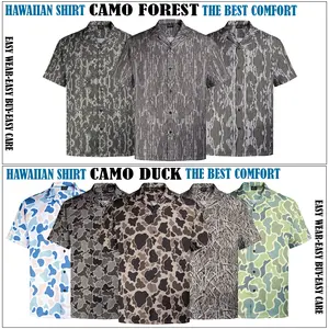 Men's Hawaiian Camo Shirt, Short Sleeve Button-Up, Classic Fit, Summer Outdoor Look, Gift for Dad or Him, Camouflage Vacation Shirt