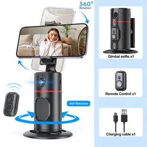 AI Smart Face Tracking Tripod, 360° Rotation Phone Mount, Gesture & Remote Control, No App Needed, Rechargeable Stand for Vlogging, Live Broadcast & Video Shooting