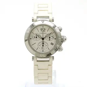 Pre-owned Cartier Stainless Small Leather Goods Pasha Seatimer Steel