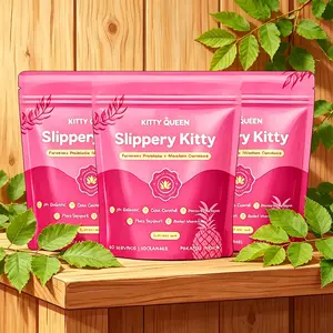 Slippery Kitty Feminine Probiotic + Moisture Gummies - All in One Solution with Slippery Elm 60 Count Pineapple Flavor
