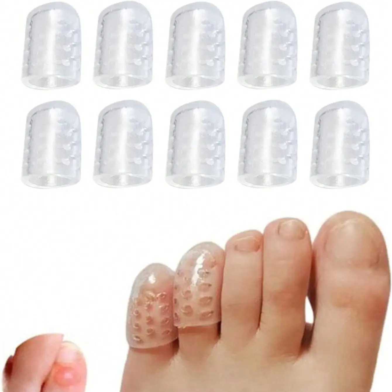 10pcs Breathable Clear Gel Toe Protectors, Anti-friction Silicone Toe Caps, Toe Protective Covers for Both Men & Women, Toe Protectors For Shoes
