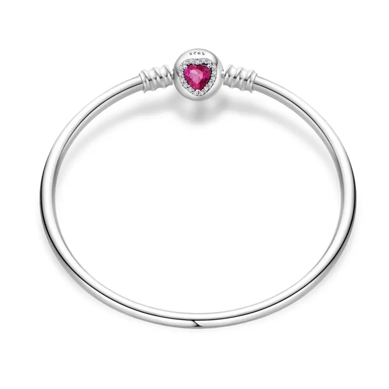 Women's S925 Sterling Silver Heart Shape Bracelet - Simple Beaded, Baroque Design, Hypoallergenic for Bracelet Stacking, Birthday Gift Wedding Accessory, Anniversary, Female, Nickel Free, All Seasons