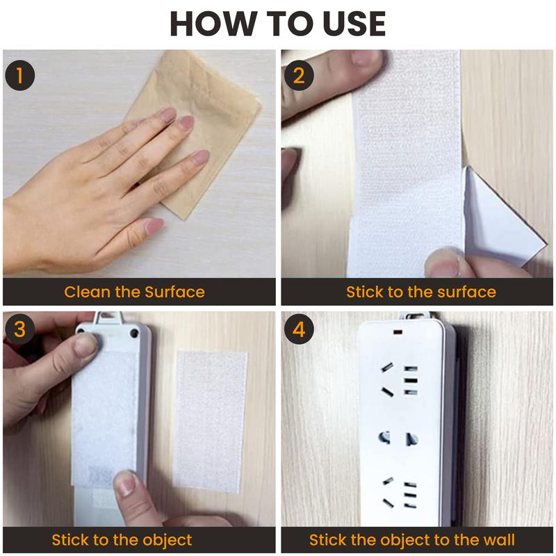 VELCRO Convenient and Strong- Sets of Hook and Loop Nylon Fastener Strips with Heavy-Duty Adhesive Backing for Damage-Free Mounting in Home or Office.