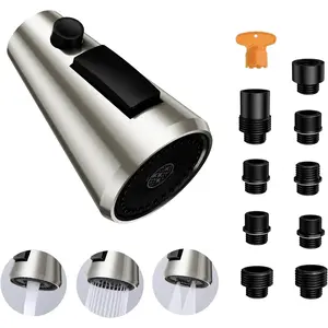 ST.THOMAS Pull Down Kitchen Faucet Sprayer Head Replacement Part,3-Function Kitchen Sink Faucet Head with 9 Adapters,for Moen, Kohler,Delta & American Standard Faucet Extender