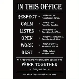 2D Flat, 12.0X18.0 inch Inspirational Office Canvas Wall Art - an Inspiring Teamwork Poster for 'In This Office', Frameless, Featuring Black with White Text, Perfect for Workplace Decoration And Employee