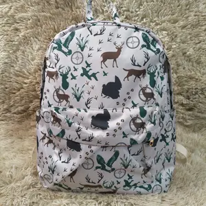 Hunting deer duck dog turkey printed canvas backpack kids boys bookbags