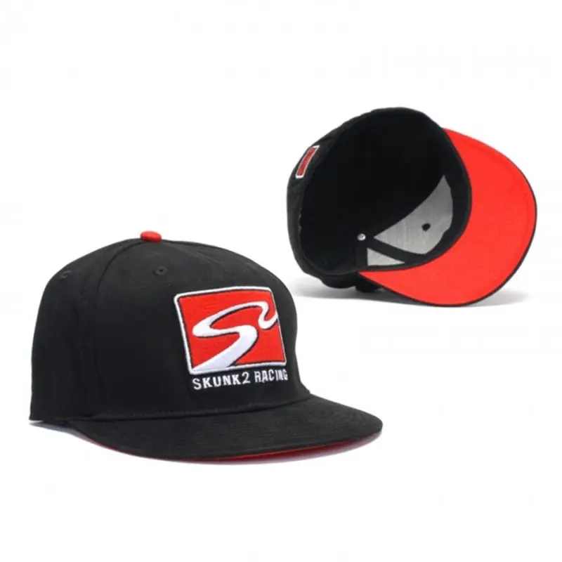 Skunk2 Team Unisex Embroidered Racetrack Logo Baseball Cap - Flexible Fit, Casual Wear, Black, L/XL