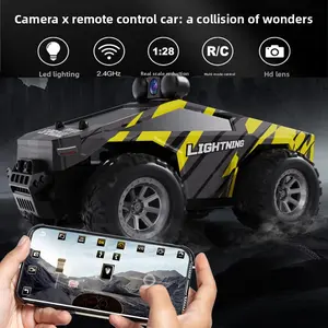 New 1:28 remote control car with camera and lights, can be controlled via app, high-speed drift car, toy for boys Interactive Puppy
