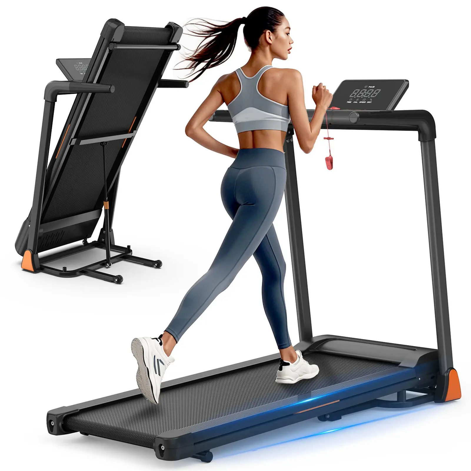 Compact Foldable Running/Walking Pad Treadmill for Home Gym, Space-Saving Workout Equipment, 3.5 HP Motor, 0.5-8.5 MPH Speed, 330 lbs Capacity, LED Display, Adjustable Slope, Premium Materials