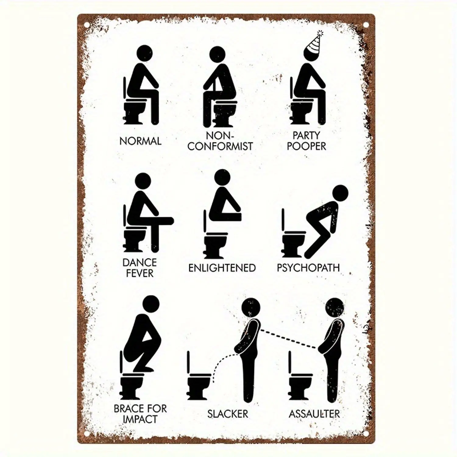 1pc Vintage Metal Tin Sign with Toilet Behavior Humor - Retro Bathroom Etiquette Plaque, 8x12 Inch Iron Wall Art Suitable for Kitchen, Bar, Cafe, Garage Decor - Funny Room Decoration & Manners Reminder