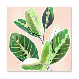 Courtside Market Abstract Zebra Leaves 16x16 Canvas Wall Art