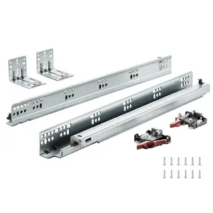 【Summervibes】VEVOR 6 Pairs of 18 Inch Drawer Bottom Side Mount Rails, Heavy Duty Full Ball Bearing Extension Steel Track, Soft-Close Noiseless Guide Glides Cabinet Kitchen Runners with Locking Mechanism, 100 Lbs