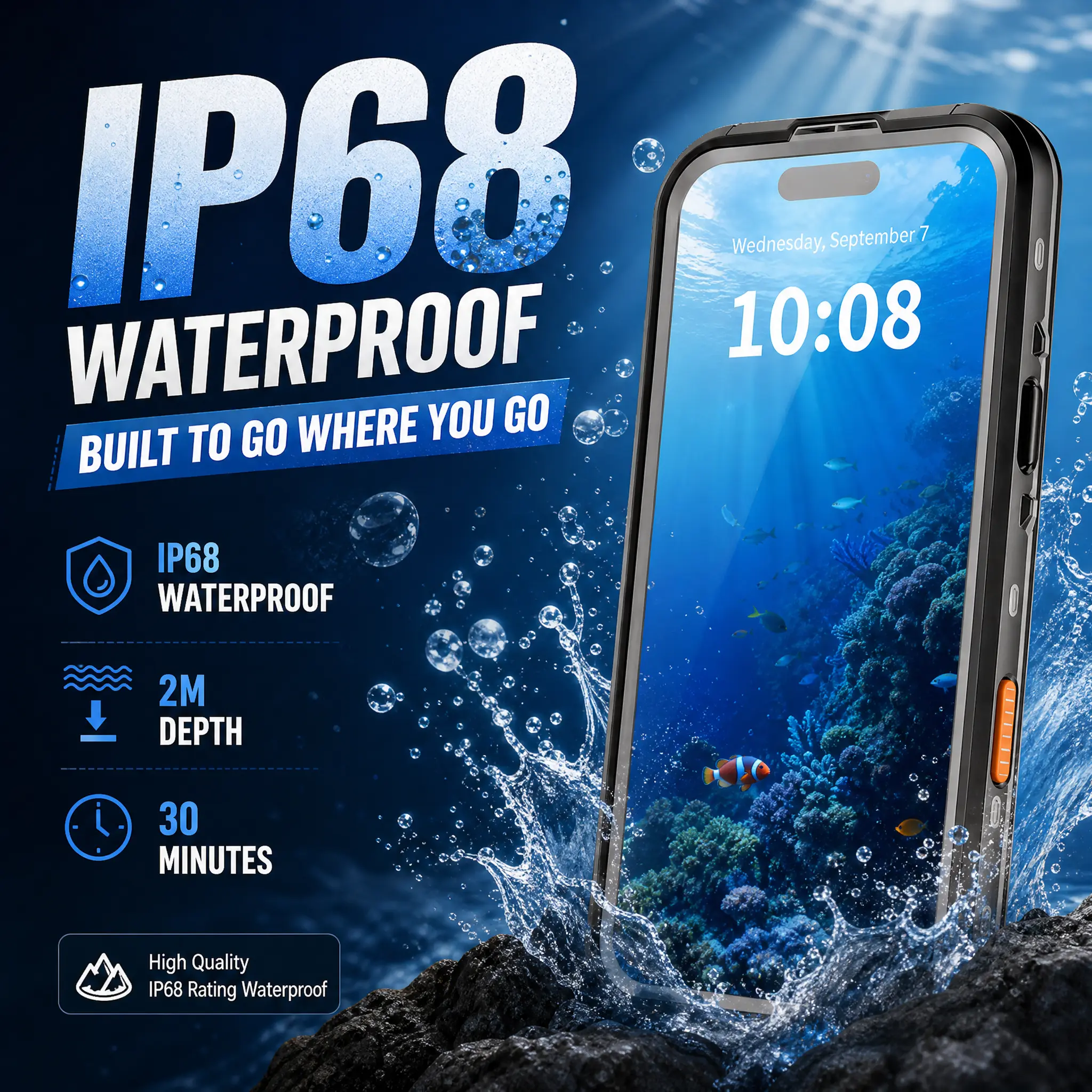 IP68 Waterproof Phone Case for iPhone 17 16 15 14 Pro Max, MagSafe Magnetic Charging, Military Grade Shockproof Dustproof Snowproof, Summer Beach Swimming Outdoor Hiking, Back to School, Fit iPhone X-17 Series, Transparent TPU magnet phoneprotector