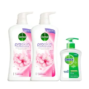 Dettol Proskin Body Wash & Hand Wash Set 32.08 fl. oz.*2 5.29 oz Blush Sakura Sweet Floral 8H Hydration Lock Pine Hand Wash Scent Daily