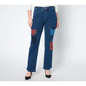 Studio Park X Vanessa Herring Petite Plaid Patch Jeans