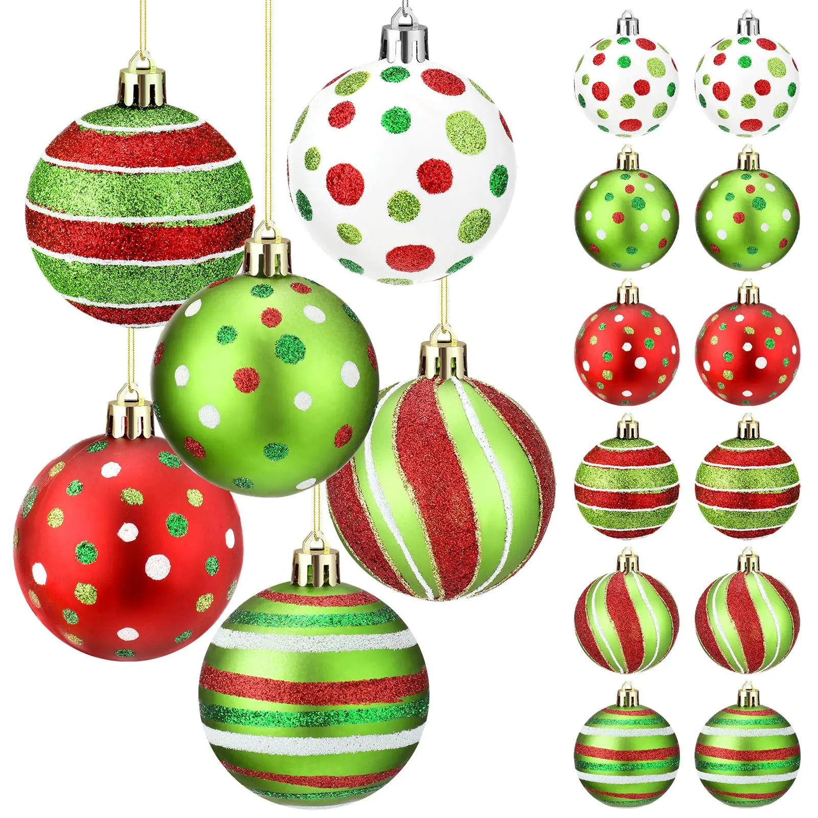 Christmas Clearance Sale Christmas Decorations Green Monster Christmas Ornament Christmas Balls, Shatterproof Glittering Christmas Tree Decoration, Funny Cute Lime Green Furry Hanging Ornament with Red Bow, Holiday Party Home Christmas Decor for Xmas Tree