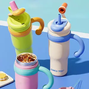 CHICUTOM 1L Stainless Steel Insulated Thermos 2-in-1 Lid Water Bottle with Straw & Chug Cap Leakproof Large Capacity Sport & Fitness Water Jug for Gym Office Outdoor Portable Tumbler Mug