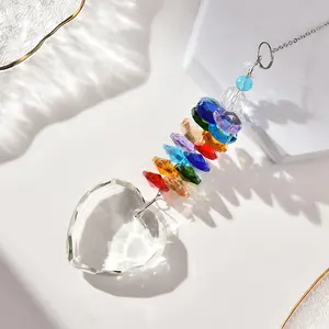 Rainbow Heart Crystal Ball Sun Catcher 3-Piece Set|K9 Crystal Prism Hanging Ornament, Window Rainbow Maker, Sunlight Refraction Decor, Home Feng Shui