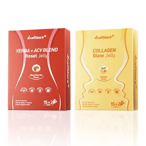 Summer Special - Beauty & Gut Reset Bundle: LeafStory Collagen Glow Jelly + Yerba Apple Vinegar Jelly for Skin, Hair, Digestion & Metabolism, Sugar-Free Debloat & Stress Relief Healthcare Combo-S2