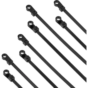 100 count Black Zip Ties with Screw Hole, 7.8 Inch Multipurpose Heavy Duty Nylon Zip Tie Mountable   Ties Straps  Cord Management for Indoor Outdoor Office