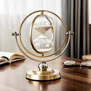 [30 Minute Hourglass Sand Timer] 1pc Hourglass 30 Minute Sand Timer, 720° Rotating Antique White Sand Clock, Vintage Sand Watch 30 Min, Metal Half Hour Glass Sandglass For Office Desk Home Wedding Decor