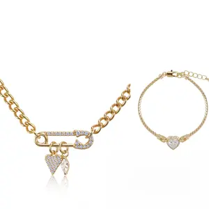 THE GLAM JEWELRY BUNDLE, MEIITRUE 14K Gold Plated Paperclip Pendant Necklaces for Women, Snake Chain Bracelet, Perfect Jewelry Set for Women