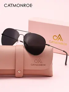 Catmonroe Metal Pilot Frame Polarized Sunglasses, Unisex Uv400 Protection, Fashionable Daily Wear, Fishing Hiking Anti-Glare Glasses