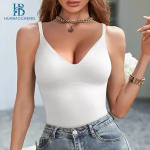 Women's V-Neck Camisole Top with Tummy Control Slimming Waist Cincher No Padding Knit Fabric Poly Womenswear